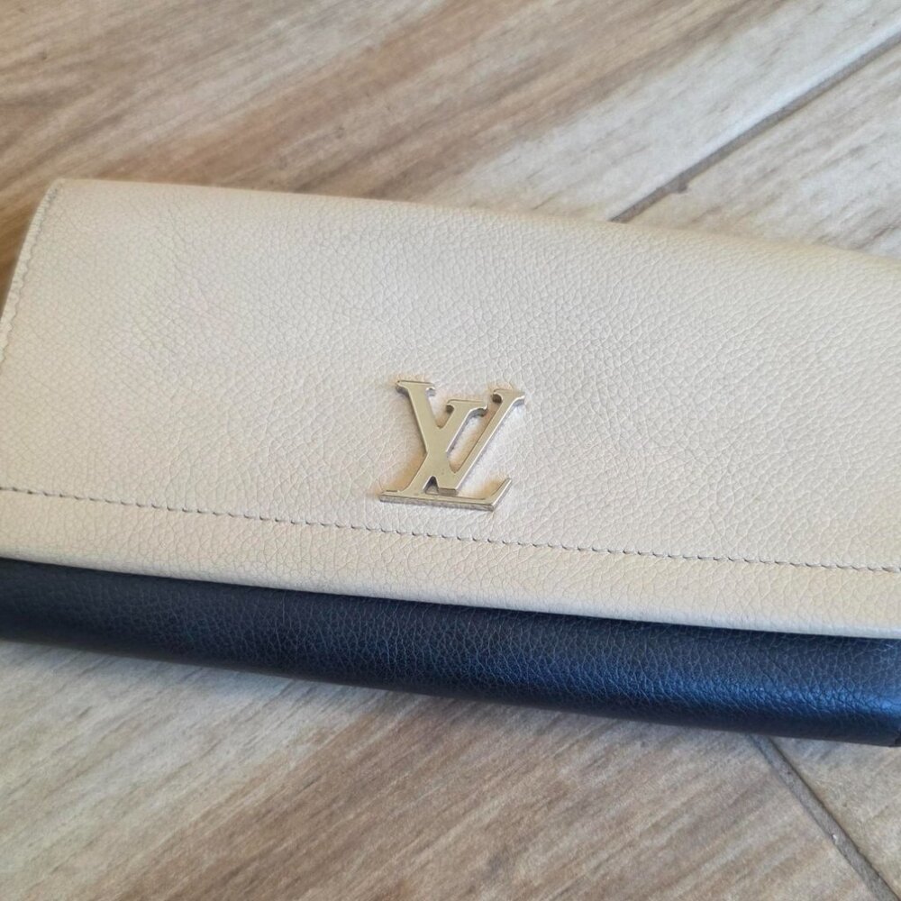 Louis Vuitton Portefeiulle Lock Me II Creme/Black Long Flap Wallet - Picture 7 of 13